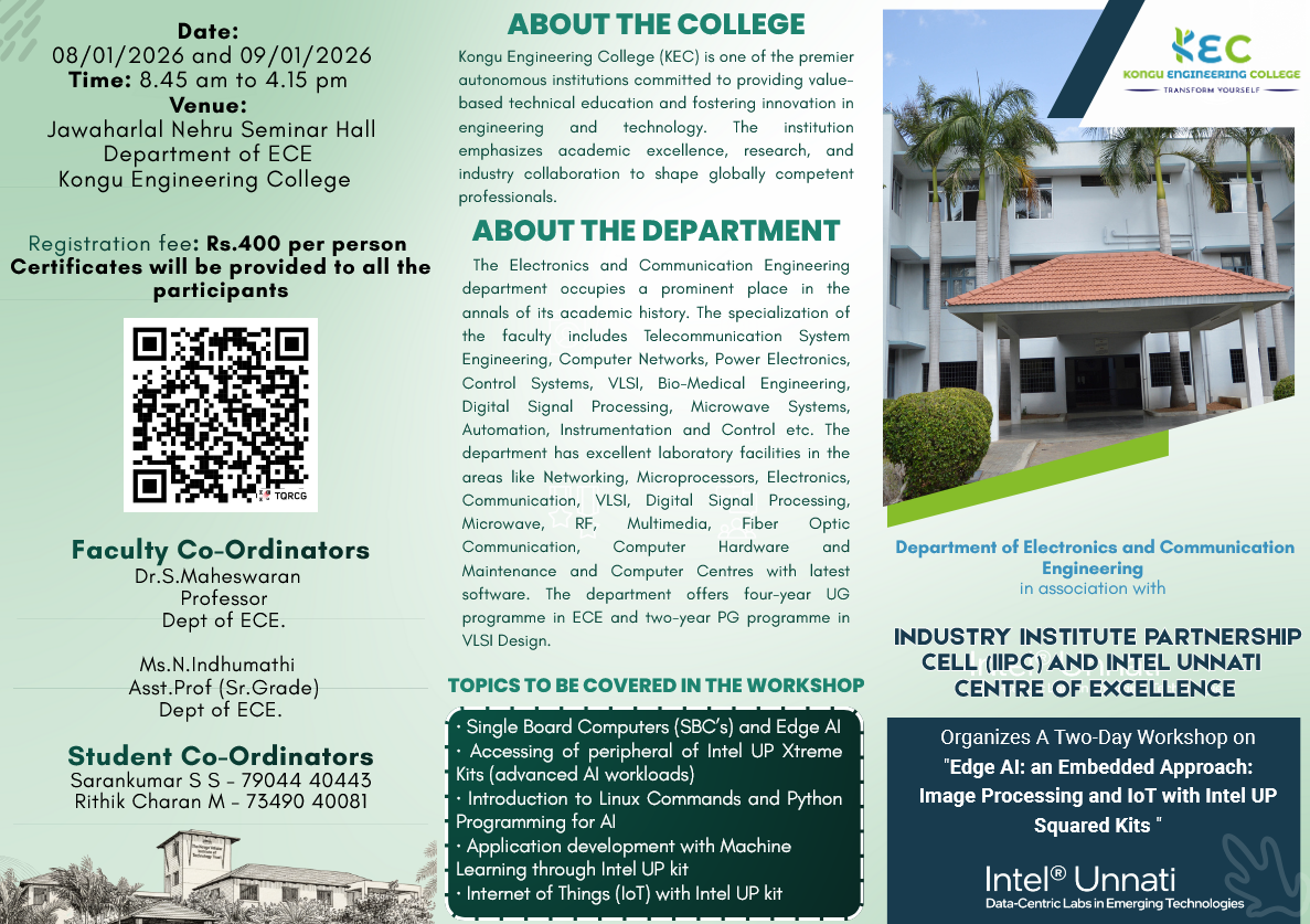 A Two-Day Workshop on Edge AI: an Embedded Approach in Image Processing and IoT with Intel UP Squared Kits  2026